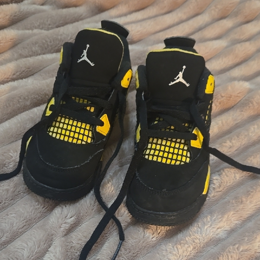 Kids Black and Yellow Jordan Shoes